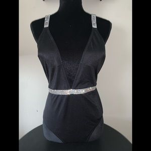 Vic-sec Black shine strap montanita one piece swim